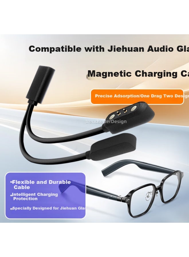 Universal 2-in-1 Magnetic Charging Cable For Suitable Jiehuan Smart Glasses Charger Ss0201gl, Miniso Bluetooth Earphones Glasses Yj006/mz02