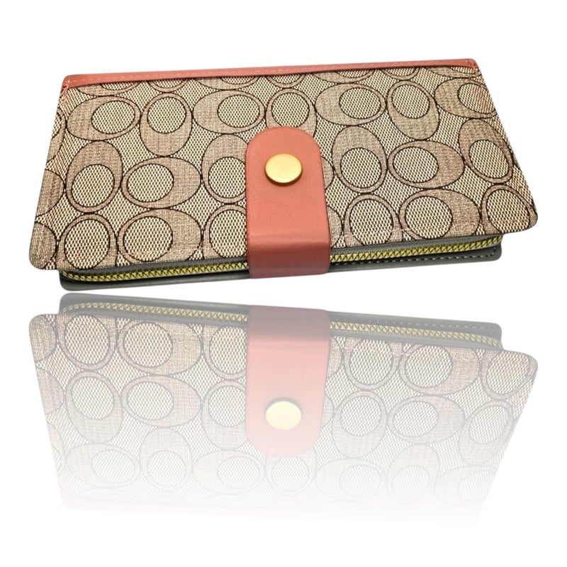 A luxurious multifunctional fold Wallet for Women 1 Zipper Large Capacity carry many cards, Hand New Korean design Phone Wallet card holder, handbag premium quality (Pink 20) - Image 1