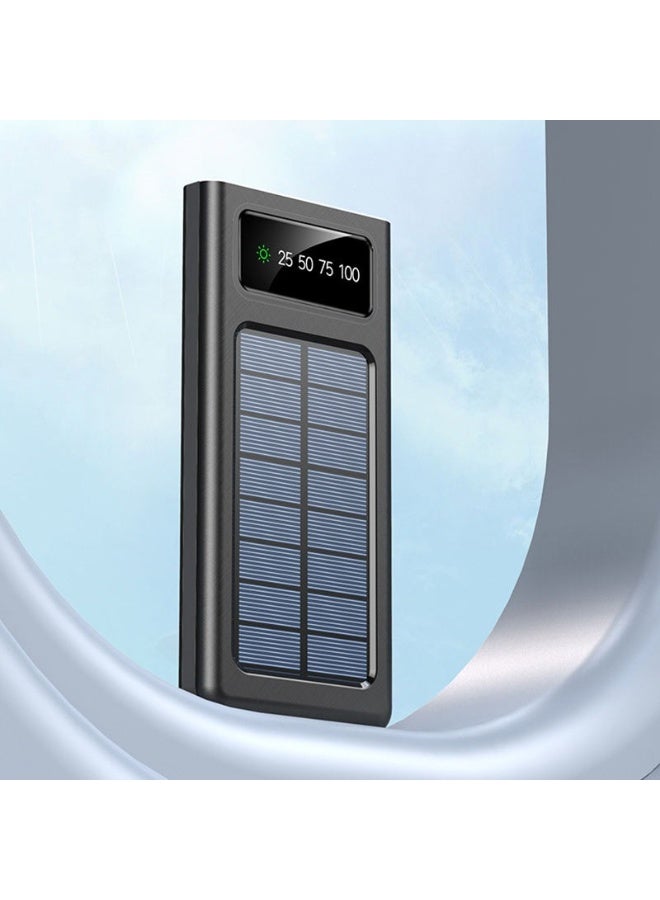 باور بانك 30000 مللي أمبير، باور بانك بالطاقة الشمسية، بطارية خارجية عالية السعة مع مصباح LED، شاشة رقمية، منفذي USB مزدوجين، دعم الشحن السريع، شاحن محمول للهواتف الذكية، والأجهزة اللوحية، وأجهزة USB - مثالي للاستخدام أثناء السفر والطوارئ - أسود - Image 4