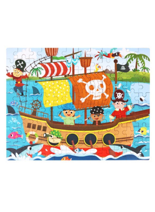 ألغاز خشبية 120 قطعة حيوانات كرتونية من حكايات الجنيات مجموعة تعليمية مبكرة للأطفال لعبة مونتيسوري هدية للأطفال، قراصنة - Image 2