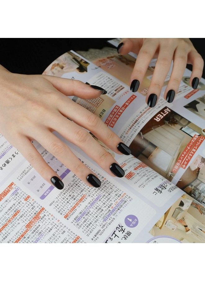 Drizzle Semi Cured Gel Nail Strips Real Nail Polish Art Stickers (Uvled Light Required) Glossy Glitter Solid Color Adhesive Full Nail Wraps Long Lasting Waterproof Nail Strips Decal For Women (Real Black)  - Image 4