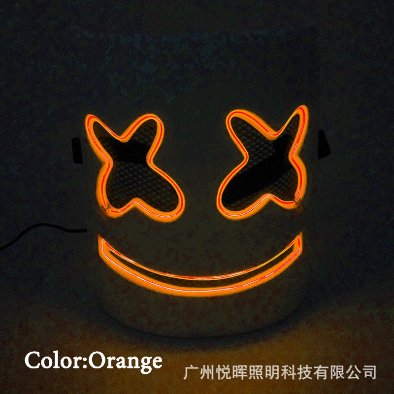 Baoda Electronic Music Festival Marshmallow Dj Headgear Cos Halloween Luminous Mask Led Luminous Marshmallow Headgear - Image 1