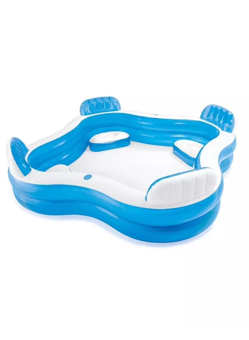 Intex SwimCenter 990L Inflatable Pool with 4 Seats 229x229x66cm - Blue - Image 1