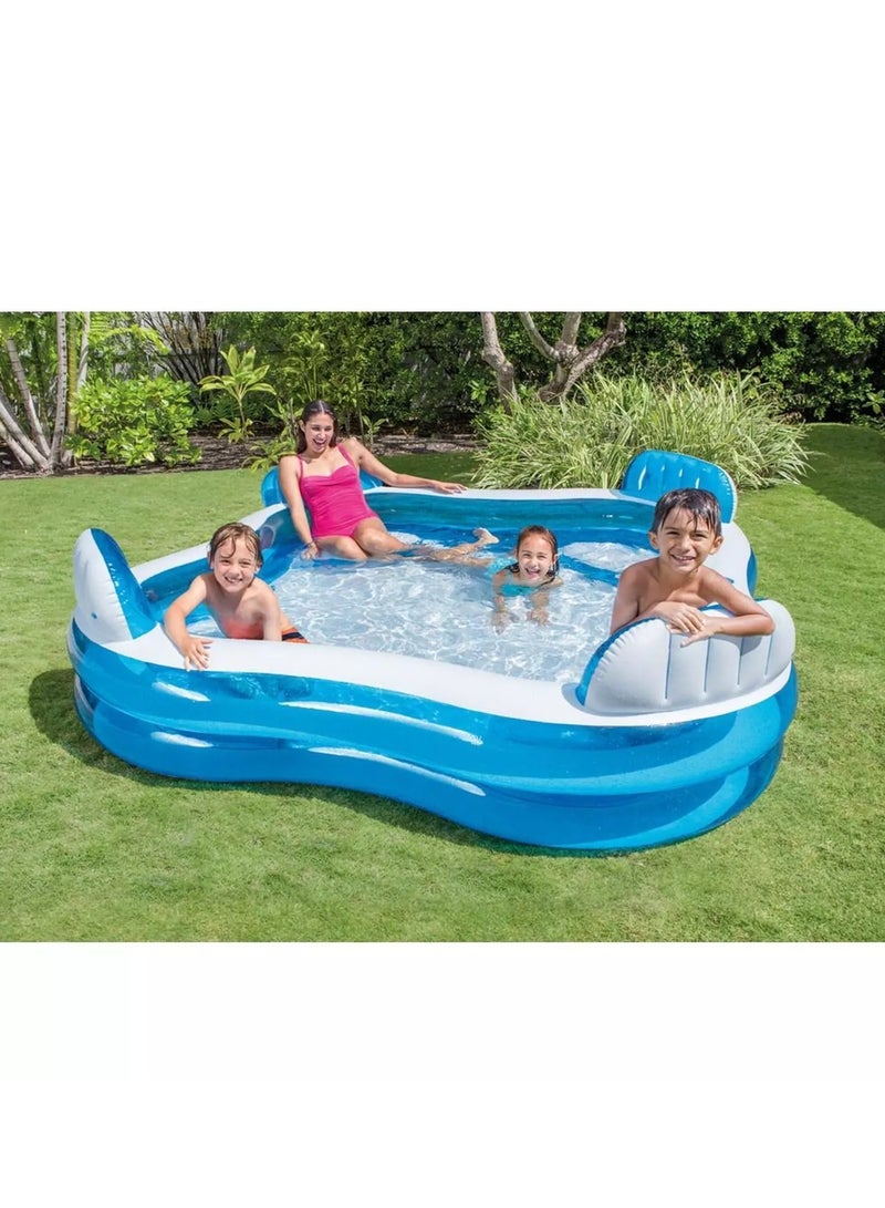 Intex SwimCenter 990L Inflatable Pool with 4 Seats 229x229x66cm - Blue - Image 4