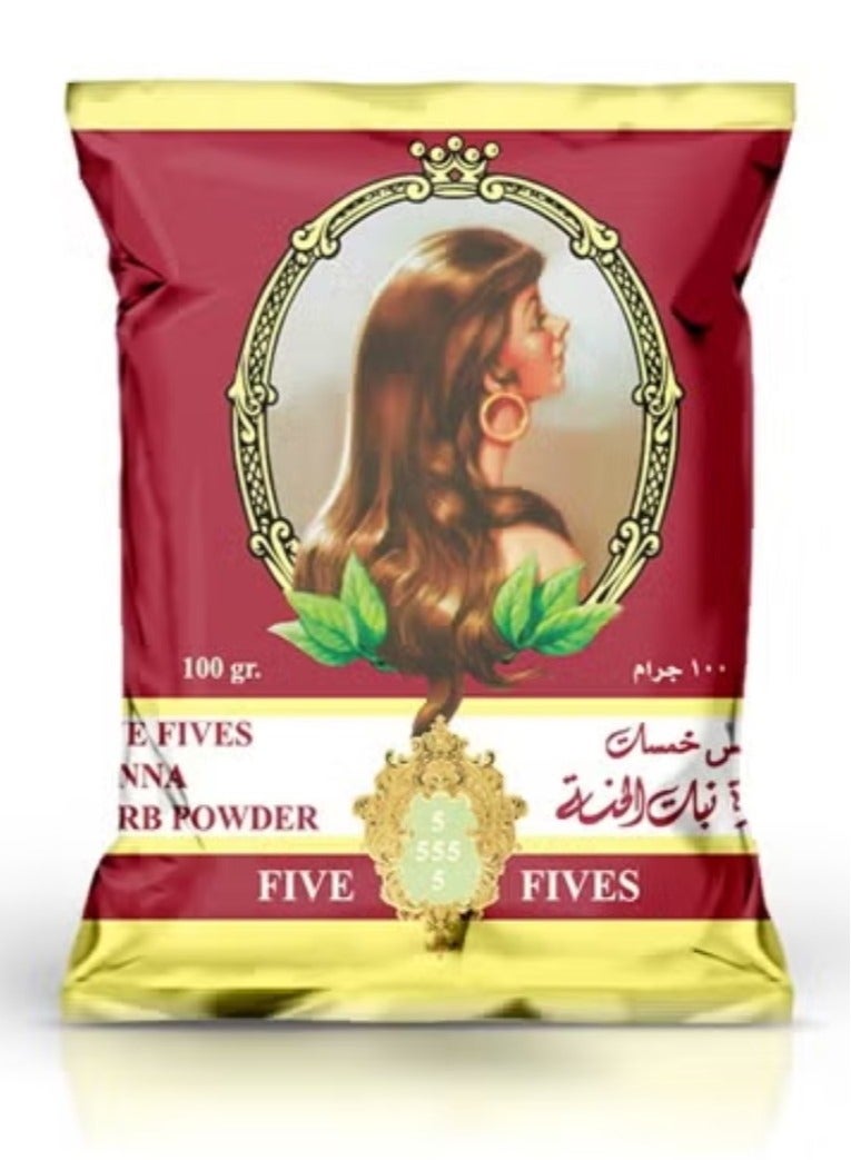 خمس خمسات بودرة الحناء الطبيعية من خمس خمسات 100 جرام