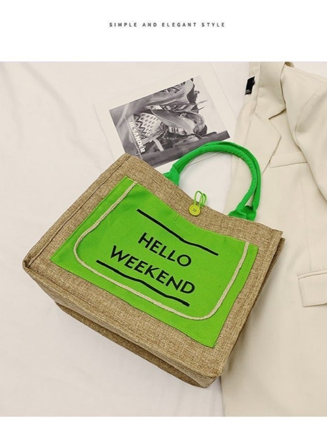 Letter Pattern Tote Bag Black/Green - Image 3
