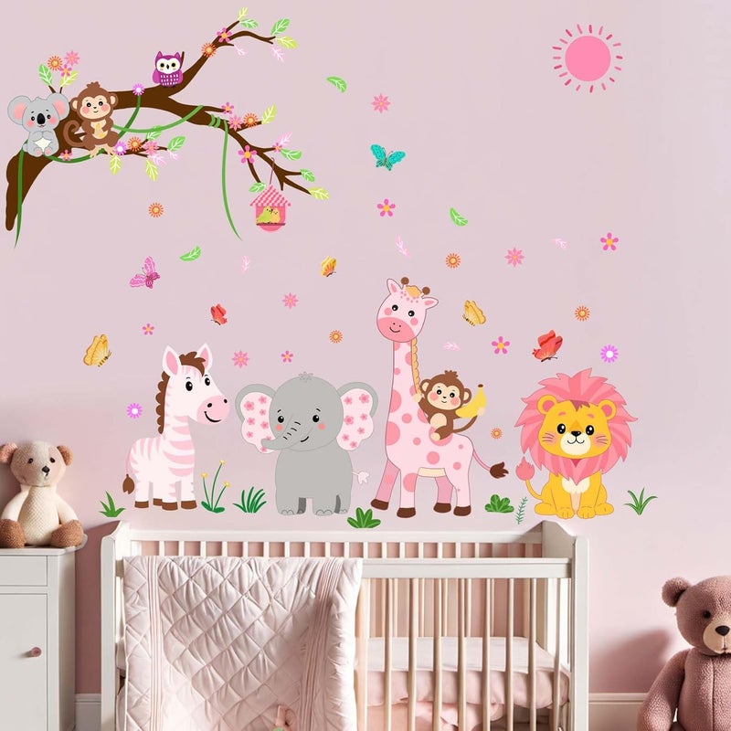 ARS Animals Wall Decals for Girls Kids: Peel and Stick Elephant Giraffe Lion Monkey Wall Stickers - Baby Nursery Boys Room Girls Bedroom - Children Supplies Ages 1-12 Years Wall Decor Art - Image 3