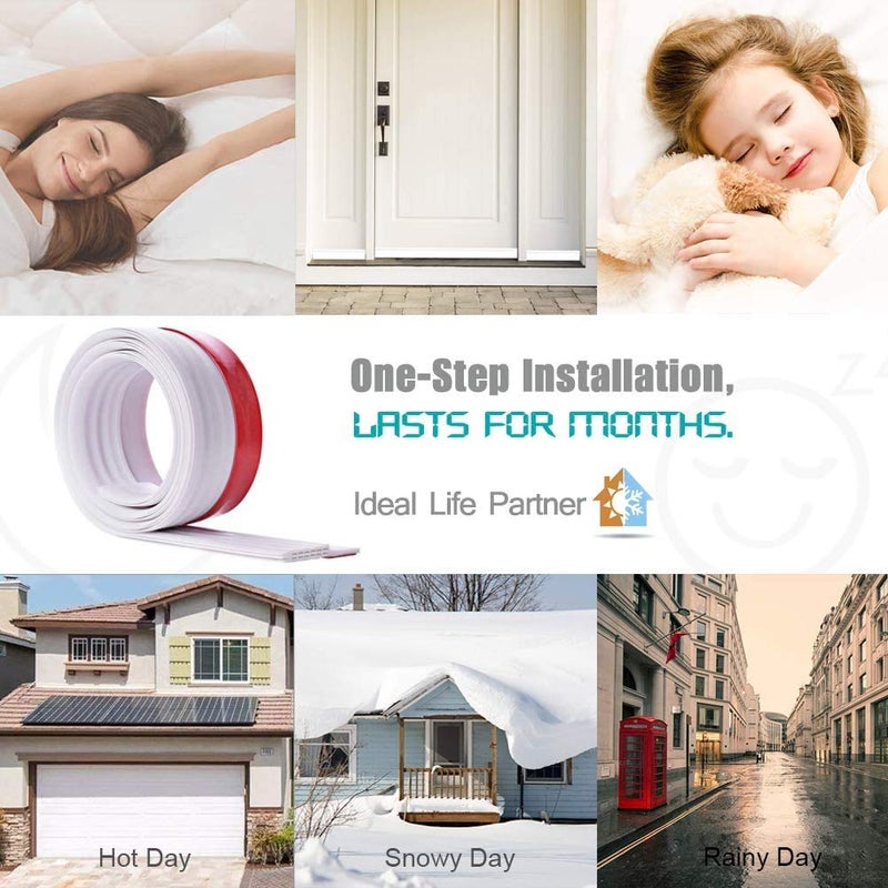 Sysmie [New Upgrade] Door Draft Stopper Door Sweep, 3-2/5"W Widened Door Sweep Seal Gap Up to 1-4/5" for Interior & Exterior Doors - Keeping Draft, Noise, Dust and Unwanted Animals Out,3-2/5"W x 39" L,Whiteâ€¦ - Image 4