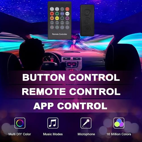 TEKSHINNY Car LED Interior Strip Lights, TEKSHINNY RGB Car Interior LED Light Wireless APP Button Remote Control, 5 in 1 Fiber Optic Ambient Lighting Kit with 236 Inches, EL Wire Lights for Car Inside - Image 4