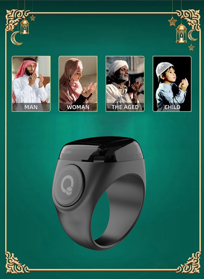 خاتم ذكر ذكي بقياس 20 ملم مع تذكير اهتزاز وعداد تسبيح واتصال بلوتوث لتطبيق IQIBLA الحصري وتذكير خمس صلوات يومية - Image 1