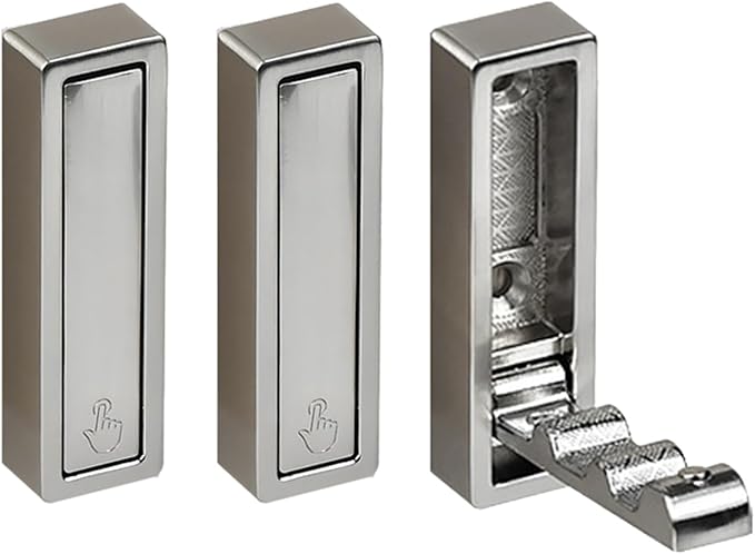 3 Piece Retractable Shower Hooks Rustproof Metal Wall Hangers Set Space Saving Square - Image 1