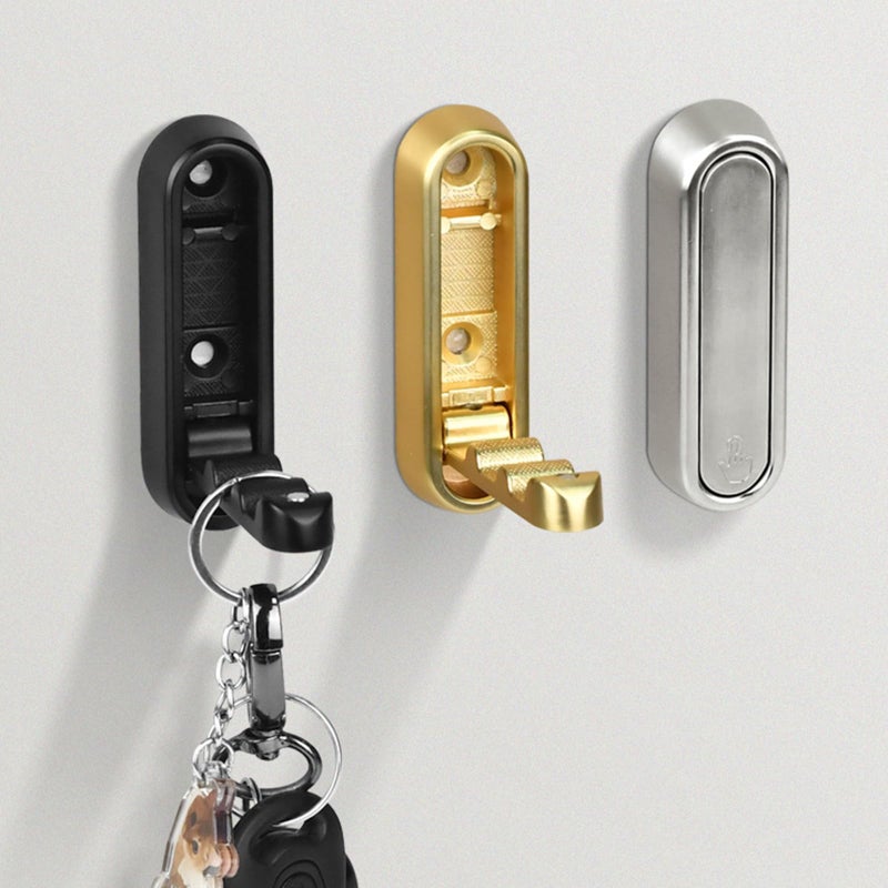 3 Piece Retractable Shower Hooks Rustproof Metal Wall Hangers Set Space Saving Square - Image 5