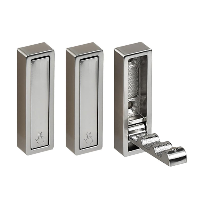 3 Piece Retractable Shower Hooks Rustproof Metal Wall Hangers Set Space Saving Square - Image 2