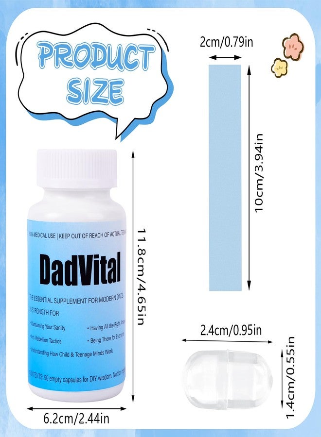 JULEASEL DadVital Funny Dad Gifts for Father’s Day DIY Capsule Bottle with 50 Empty Capsules and 60 Note Papers Unique Joke Gift for Dads, Husbands, First-Time Fathers, Gag Gift Idea for Him - Image 2