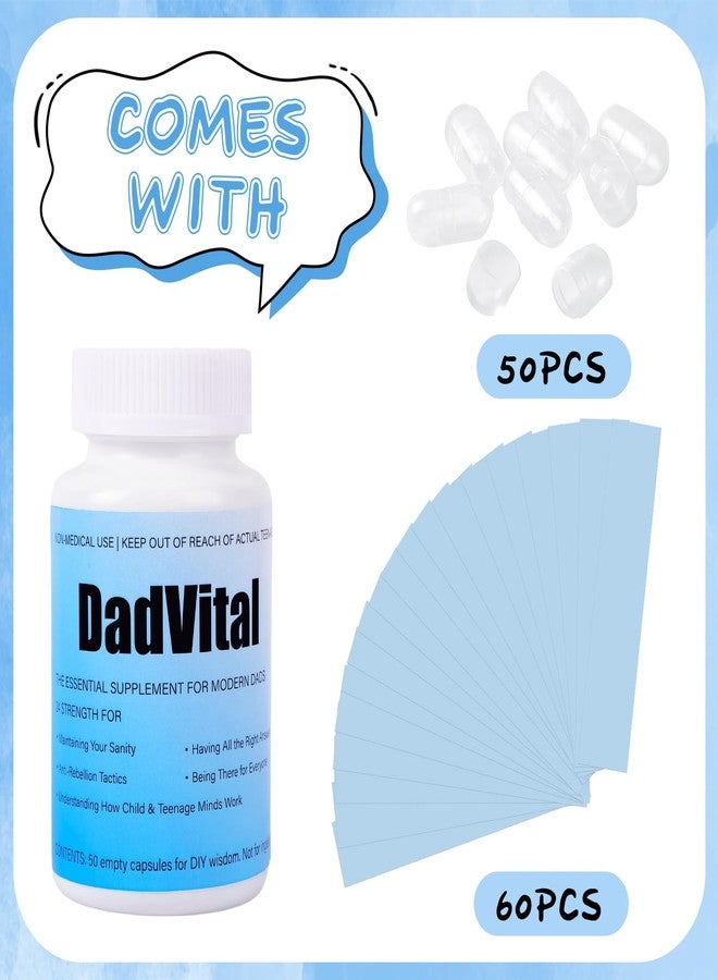 JULEASEL DadVital Funny Dad Gifts for Father’s Day DIY Capsule Bottle with 50 Empty Capsules and 60 Note Papers Unique Joke Gift for Dads, Husbands, First-Time Fathers, Gag Gift Idea for Him - Image 3
