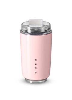 smeg Travel Coffee Mug, 240ml Insulated Beverage Cup With Leakproof Lid, Long Lasting Coffee Tumbler With Lid And Straw, Travel Coffee Thermos Pink  - Image 1