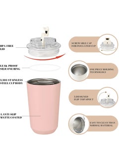 smeg Travel Coffee Mug, 240ml Insulated Beverage Cup With Leakproof Lid, Long Lasting Coffee Tumbler With Lid And Straw, Travel Coffee Thermos Pink  - Image 5