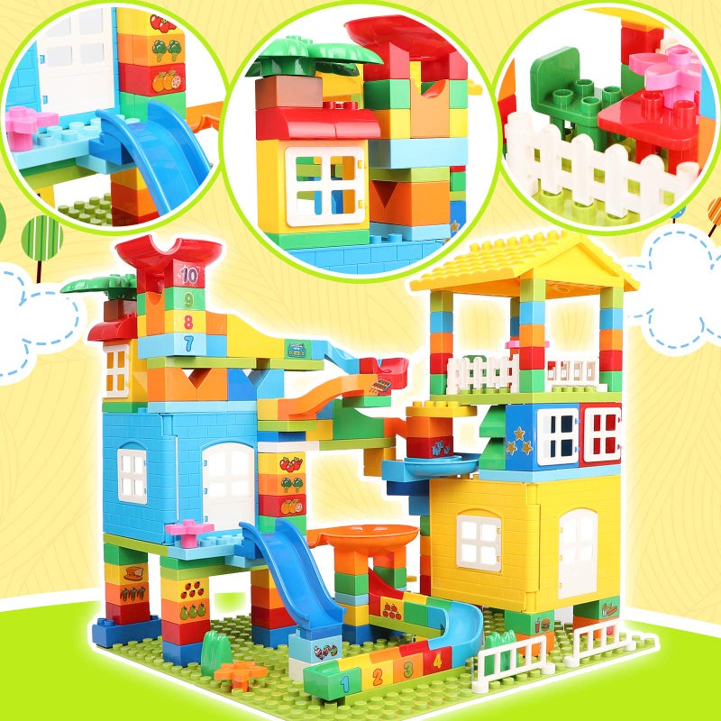 EP EXERCISE N PLAY Marble Run Building Blocks with 6 Balls, 179 Pcs Big Castle Building Toy Set Compatible Classic Blocks Maze Track, Marble Runs for Kids 4-8, Stem Learning Toddler Toys Gifts for Boys Girls Kids - Image 3