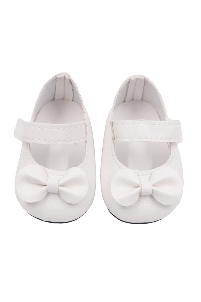 white Hot Sale 7cm Bow-knot Doll Shoes For 18Inch American Dolls Pu Leather  Shoes Fit 43cm New Baby