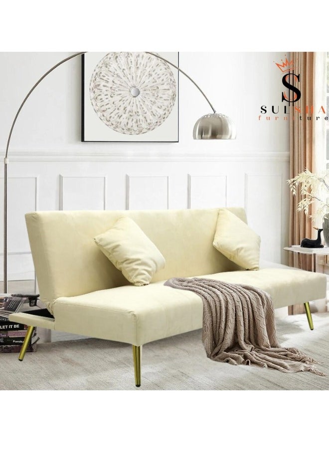 SULSHA - Modern Beige Office Fabric Linen-Like Velvet Sofa Chair Loveseat Square  Sofa Beds Hotel Leisure Sofa Set Couch - Image 1