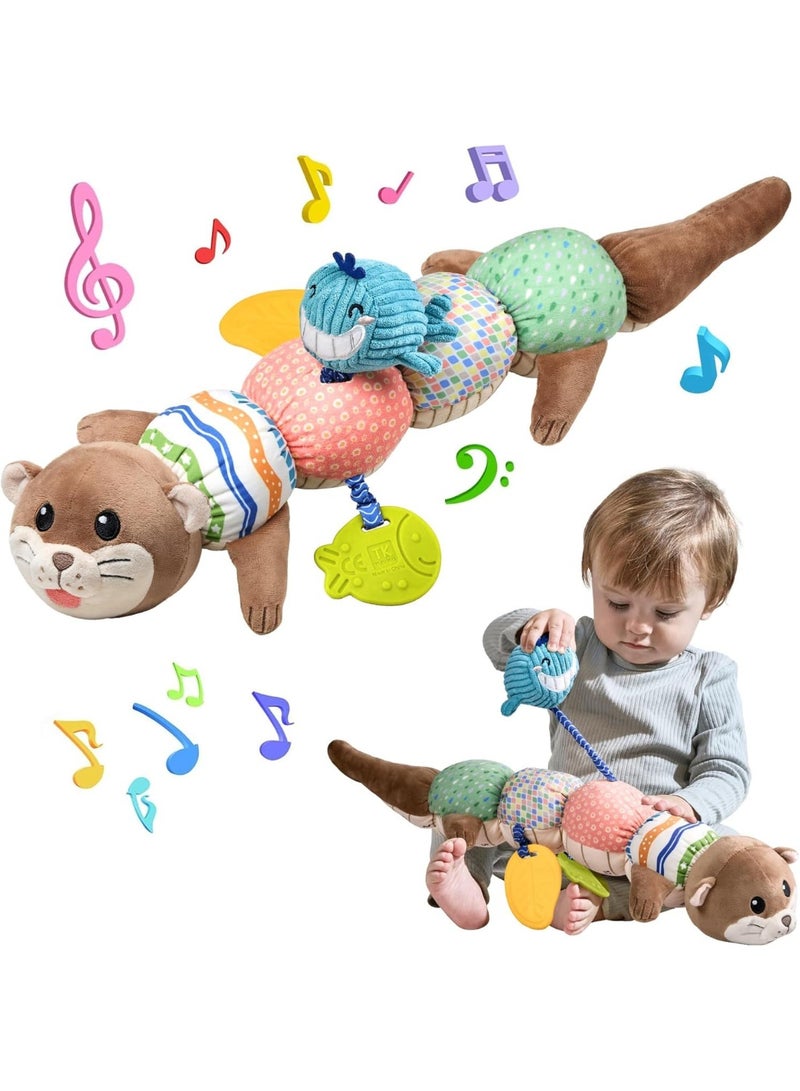 Gonice aby Toys 0-6 Months - Tummy Time Musical Plush Otter Toy with Crinkle Paper Rattle Soft Activity Sensory Toy for 3 4 5 6 12 Months Old Boys and Girls - Image 1