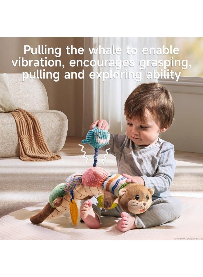 Gonice aby Toys 0-6 Months - Tummy Time Musical Plush Otter Toy with Crinkle Paper Rattle Soft Activity Sensory Toy for 3 4 5 6 12 Months Old Boys and Girls - Image 3