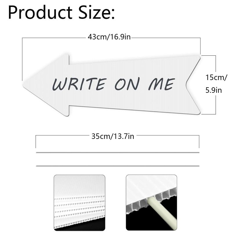 Yard Signs 12-By-18-Inch White Customizable Messages - 8-Piece Set Built To Last Directional Signs For Outdoor Events Weddings Parties - Image 2