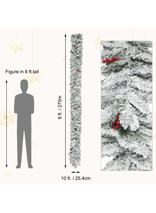 VTERLY 270cm Artificial Spruce Christmas Garland, Green Xmas Decoration for Outdoor & Indoor Use, Wedding & Party, Doorway, Wall & Stairs Decorations - Image 2