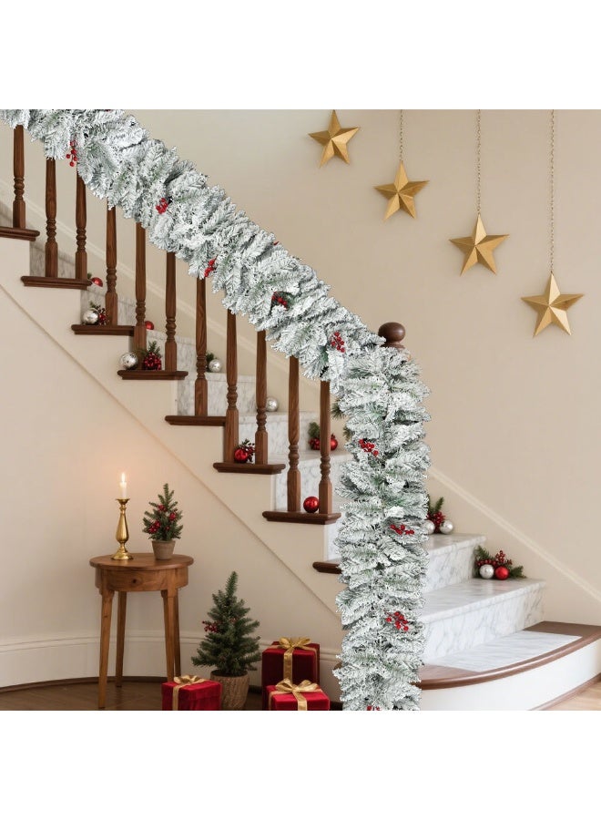 VTERLY 270cm Artificial Spruce Christmas Garland, Green Xmas Decoration for Outdoor & Indoor Use, Wedding & Party, Doorway, Wall & Stairs Decorations - Image 5