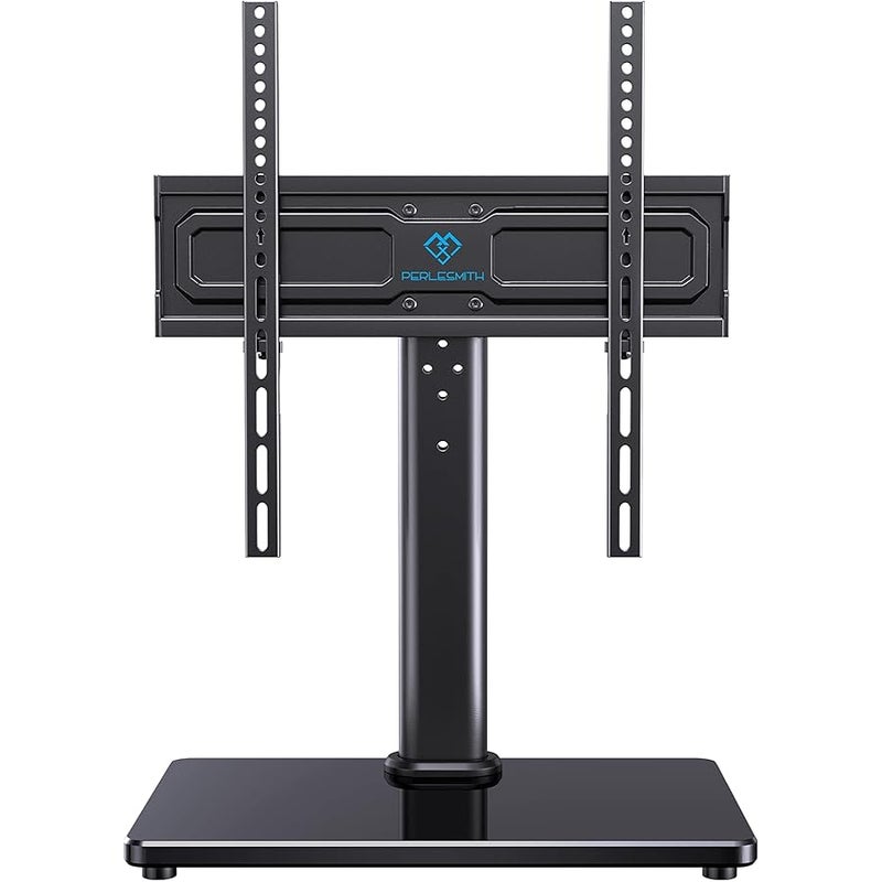 PERLESMITH Universal TV Stand - Table Top TV Stand for 32-47 Inch LCD LED TVs - Height Adjustable TV Base Stand with tempered Glass Base & Wire Management & Security Wire, Holds Up to 88lbs, VESA 400x400mm - Image 1