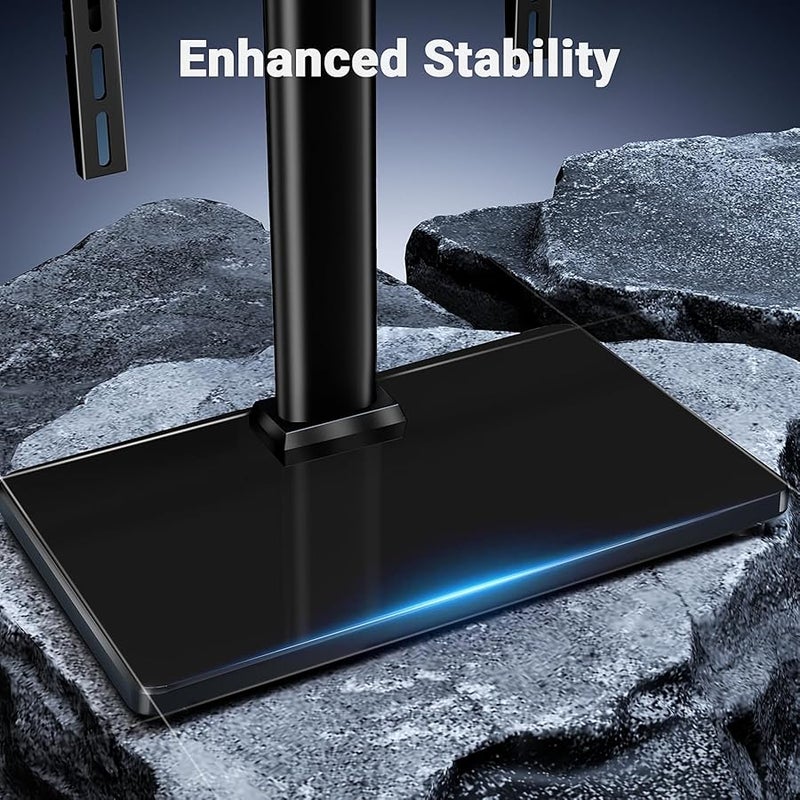 PERLESMITH Universal TV Stand - Table Top TV Stand for 32-47 Inch LCD LED TVs - Height Adjustable TV Base Stand with tempered Glass Base & Wire Management & Security Wire, Holds Up to 88lbs, VESA 400x400mm - Image 5