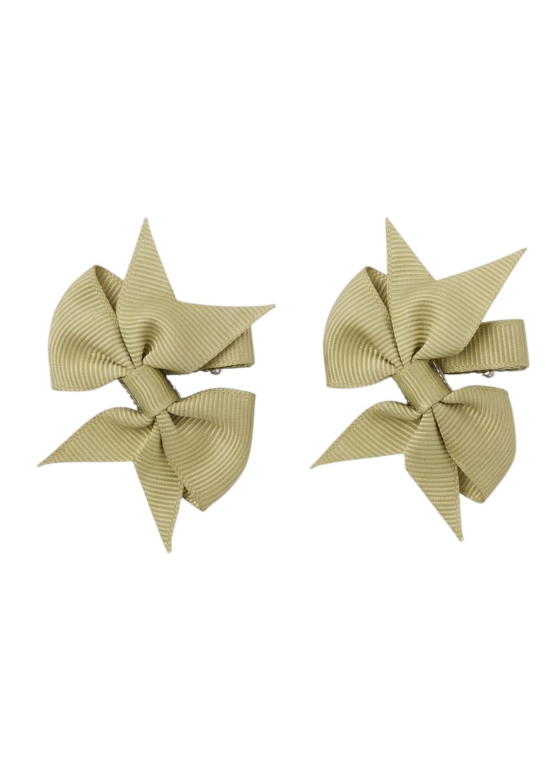 D'Daniela Yasmin Heart Shaped Glasses and Bow Barrette Clip Set For Babies and Girls - Olive - Image 3