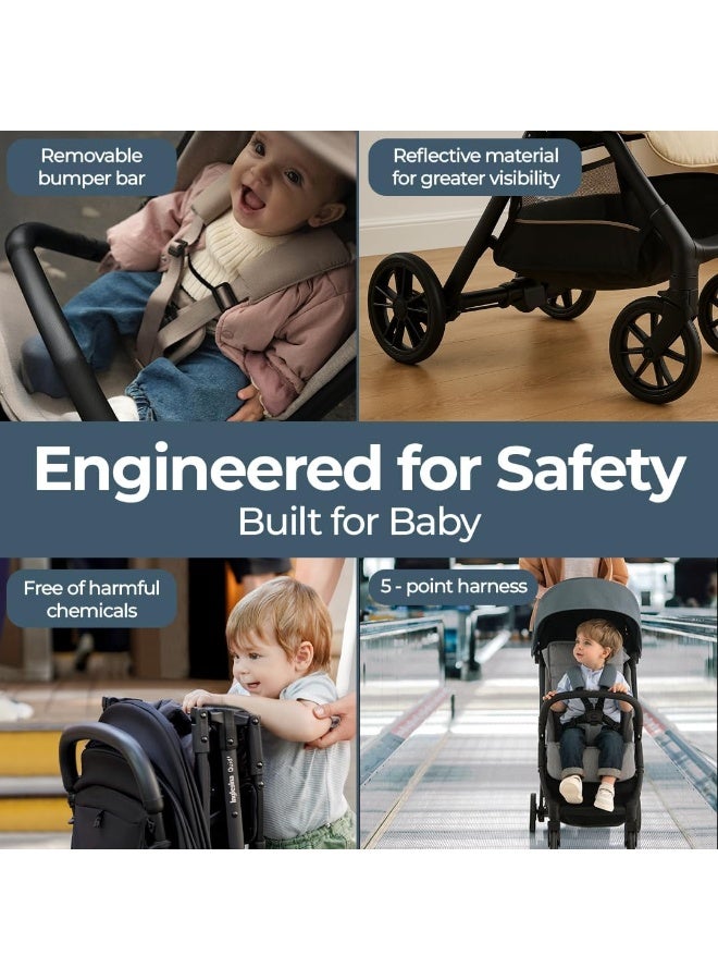 Inglesina Quid Stroller, Elephant Gray - Compact, Airplane Travel Stroller for Babies & Toddlers - Image 5