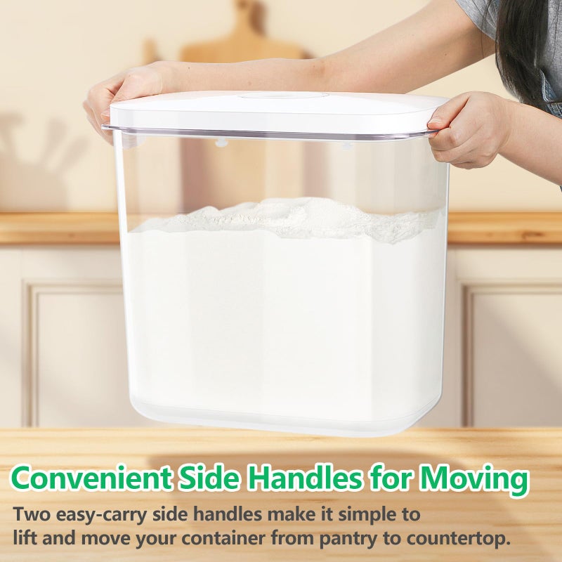 TBMAXS Airtight Rice Container 25 Lbs with Handle and Cup â€“ 12.68Qt Large Flour Sugar Storage Container with Pop Up Seal & Hanging Lid Hooks, Clear Tall Food Storage Bin for Kitchen Pantry Organization - Image 4