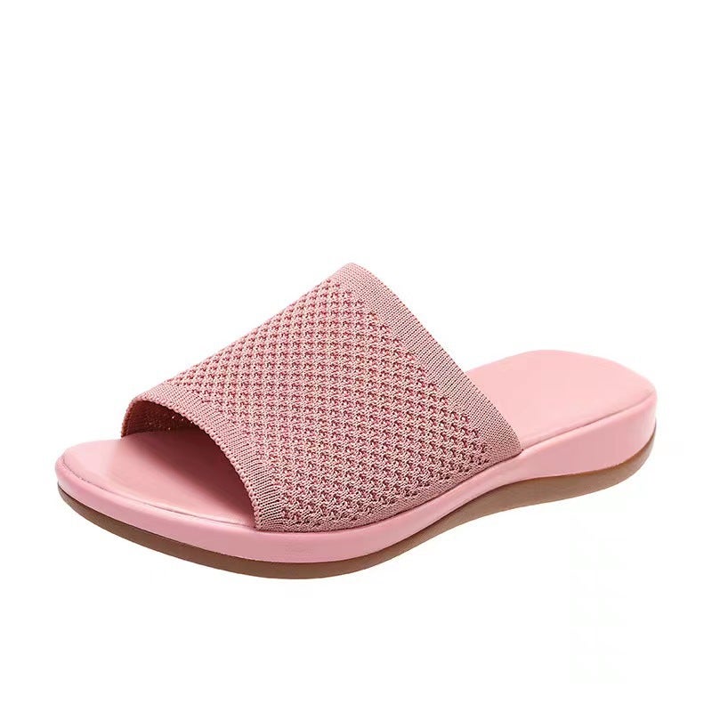 wish independent platform sandals for women 2022 spring and summer new knitted platform beach shoes plus size flat slippers for women - Image 1