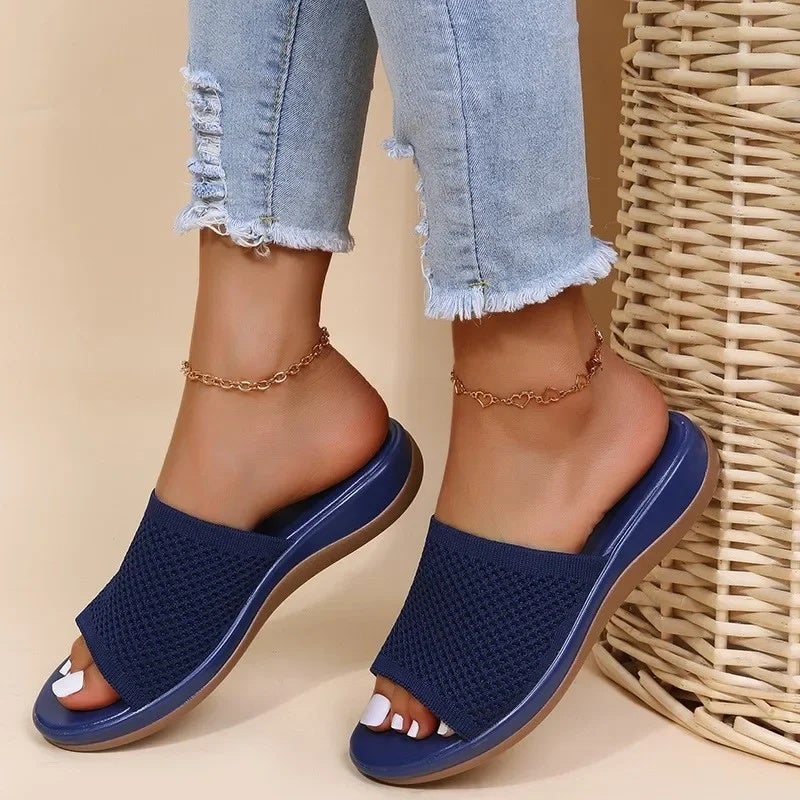 wish independent platform sandals for women 2022 spring and summer new knitted platform beach shoes plus size flat slippers for women - Image 2