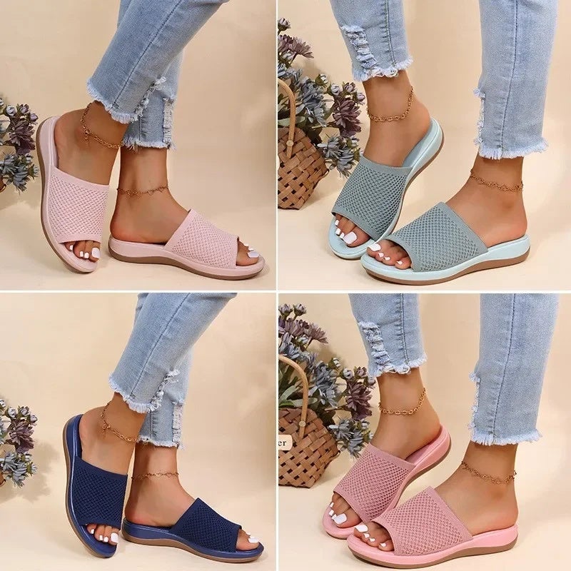 wish independent platform sandals for women 2022 spring and summer new knitted platform beach shoes plus size flat slippers for women - Image 4