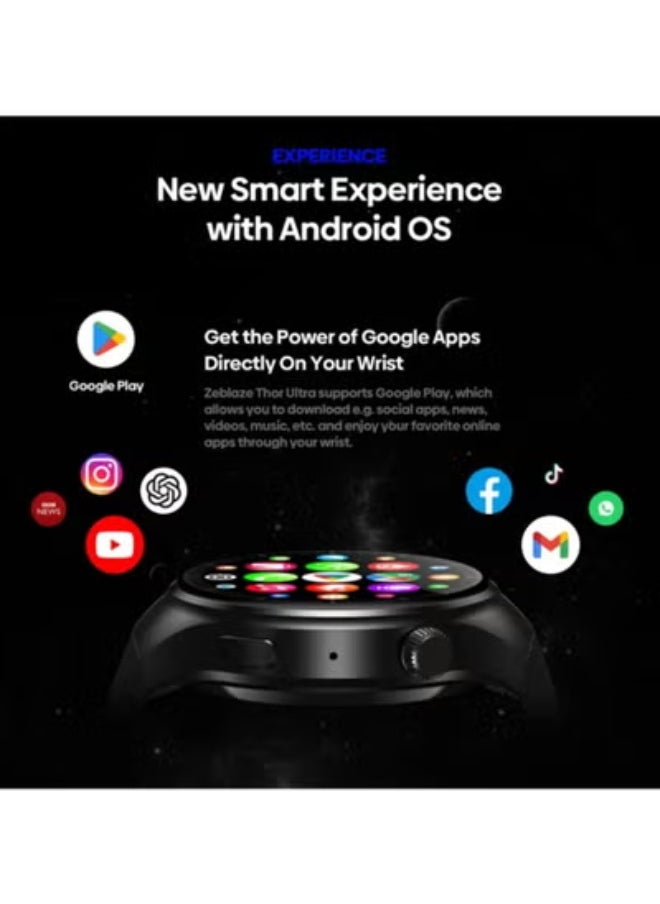 AROAQ - Zeblaze Thor Ultra Android 8.1 Smart Watch AMOLED Screen 4G Independent Network Built-in GPS 16GB Storage Google Play 8.1 - Image 1