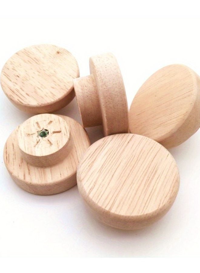 4pcs Natural Wood Cabinet Knobs Large Size Smooth Round Handles For Furniture - Image 2