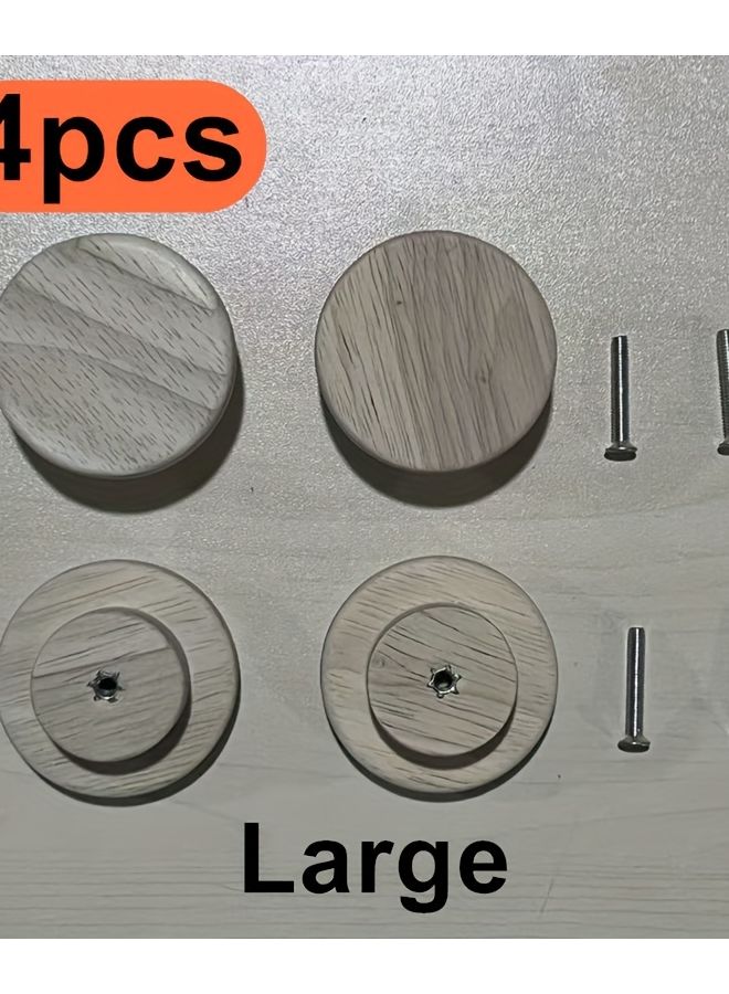 4pcs Natural Wood Cabinet Knobs Large Size Smooth Round Handles For Furniture - Image 1