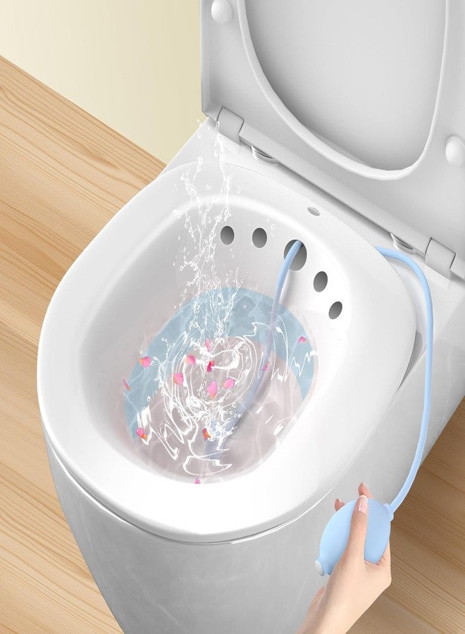 ROMILAS Sitz Bath for Adults | Fits All Toilet Seats | Pump Flusher for Fissure, Pregnant Women, Postpartum Care, Hemorrhoids Inflammation Treatment | Piles Tub for Hot Water Bathing | Sitz Bath Tub for Post Delivery (Multicolour) - Image 1