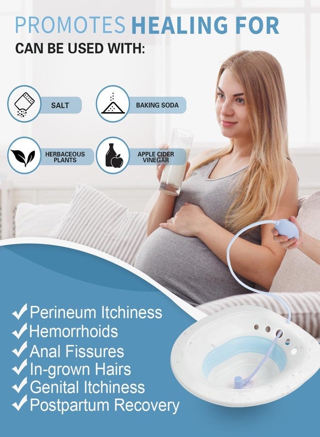 ROMILAS Sitz Bath for Adults | Fits All Toilet Seats | Pump Flusher for Fissure, Pregnant Women, Postpartum Care, Hemorrhoids Inflammation Treatment | Piles Tub for Hot Water Bathing | Sitz Bath Tub for Post Delivery (Multicolour) - Image 4