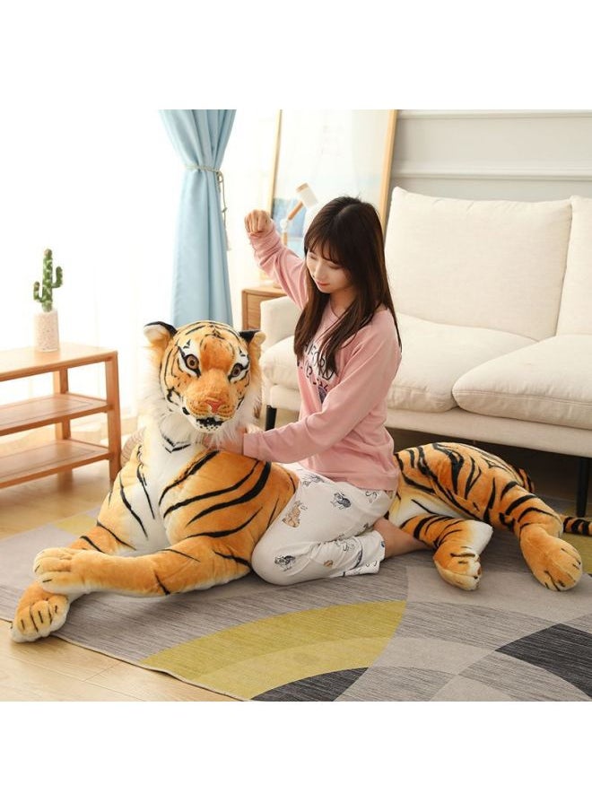 null - Simulation Large Tiger Plush Toy Doll Doll Tiger Year Mascot Zodiac Tiger-Height:Brown - Lying Tiger - Length 90cm, Total Length 110cm - Image 1