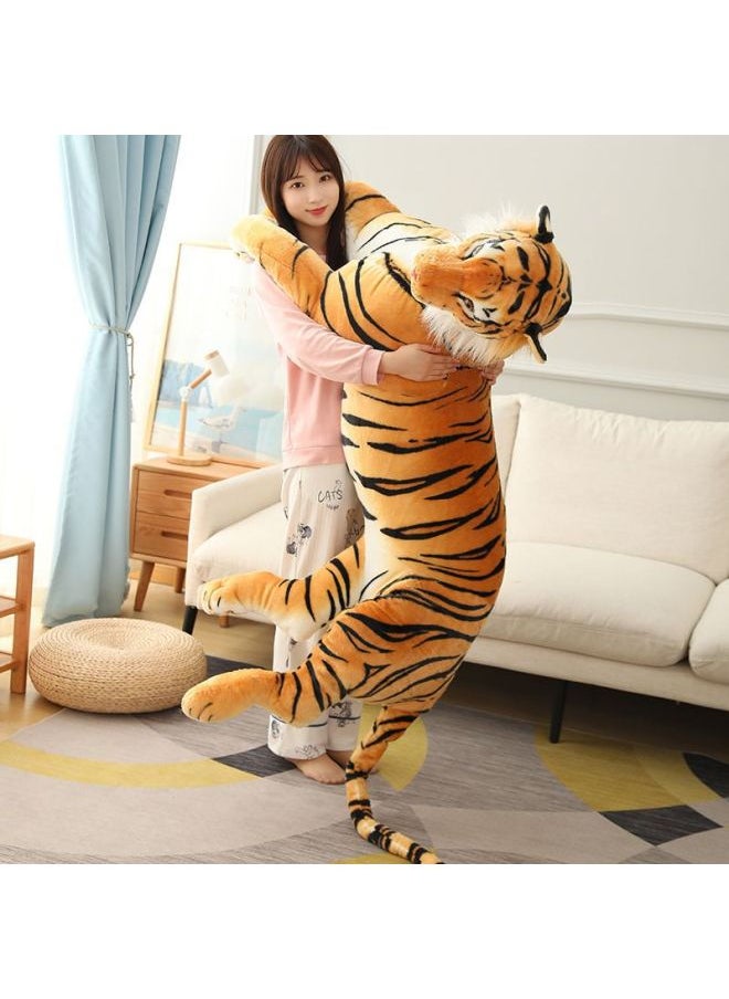 null - Simulation Large Tiger Plush Toy Doll Doll Tiger Year Mascot Zodiac Tiger-Height:Brown - Lying Tiger - Length 90cm, Total Length 110cm - Image 1