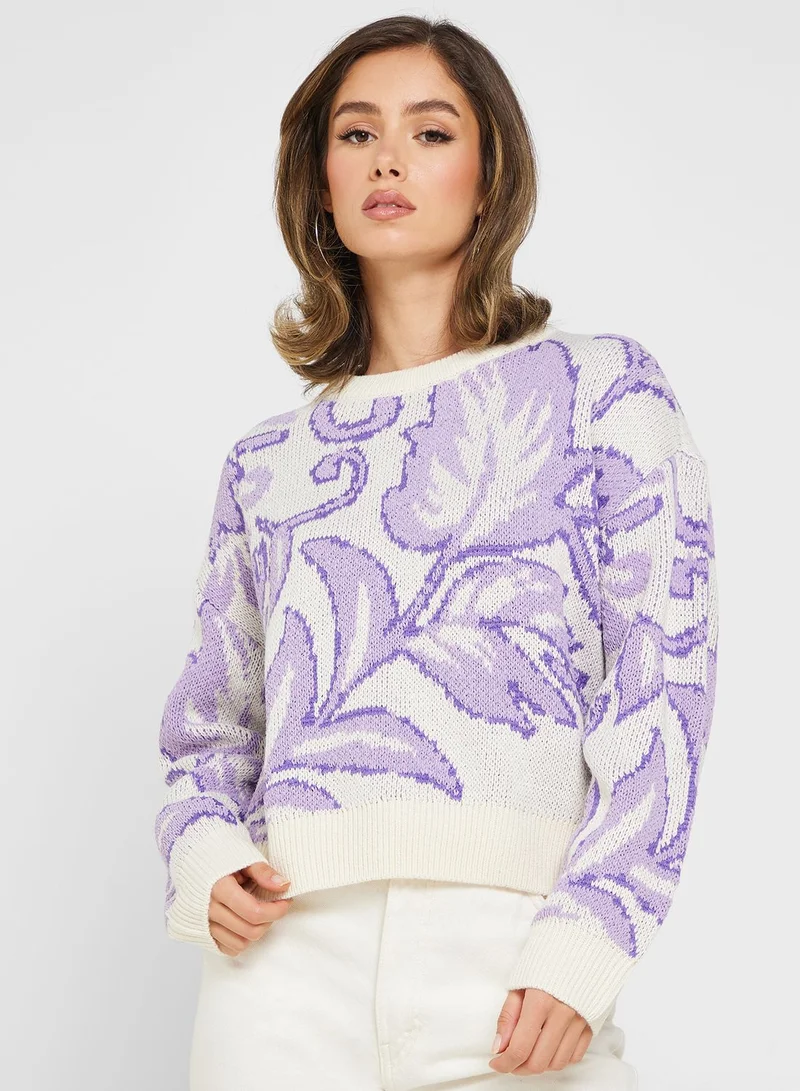 VERO MODA Floral Print Knitted Sweater