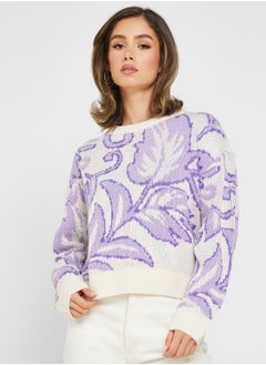 Floral Print Knitted Sweater