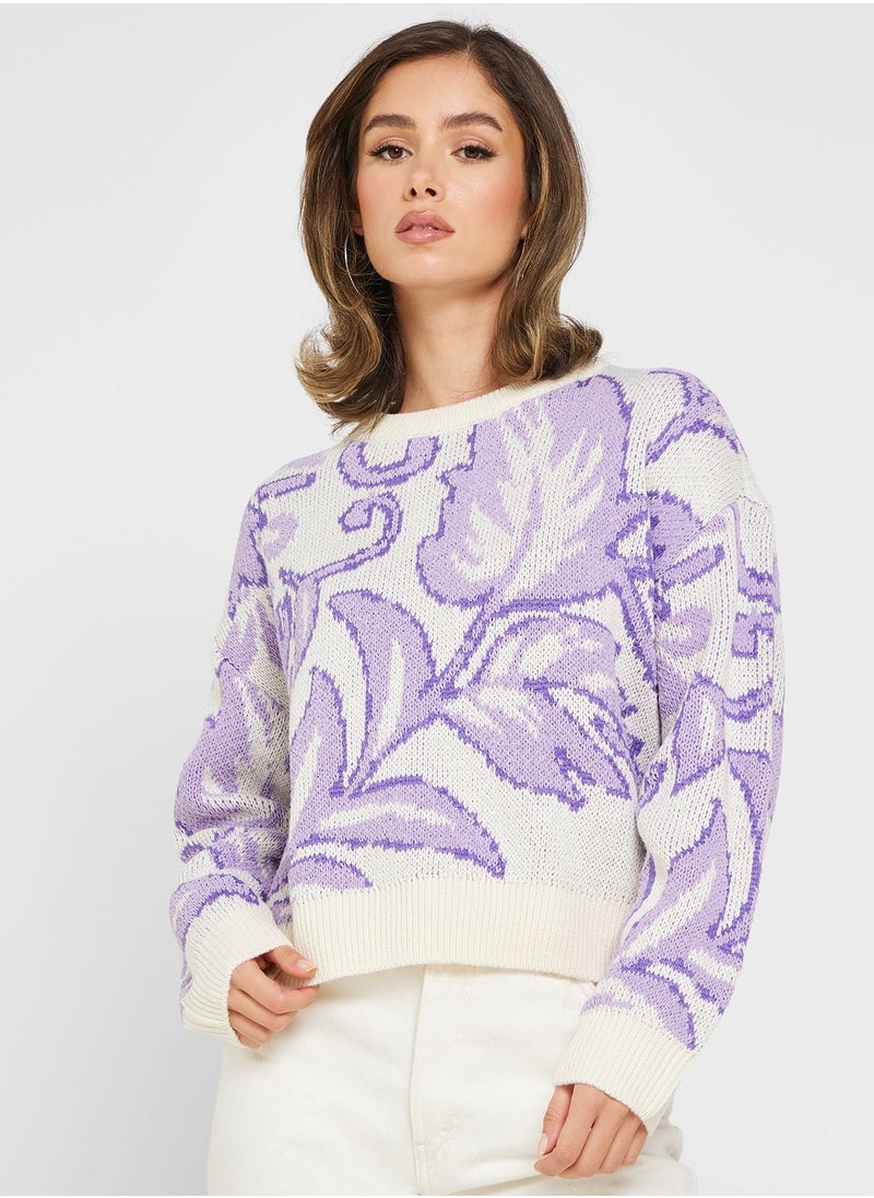 VERO MODA - Floral Print Knitted Sweater - Image 1