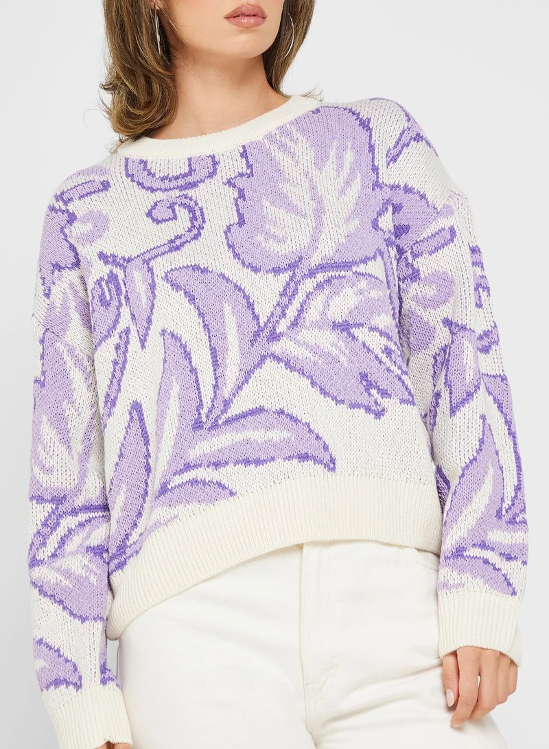 VERO MODA Floral Print Knitted Sweater
