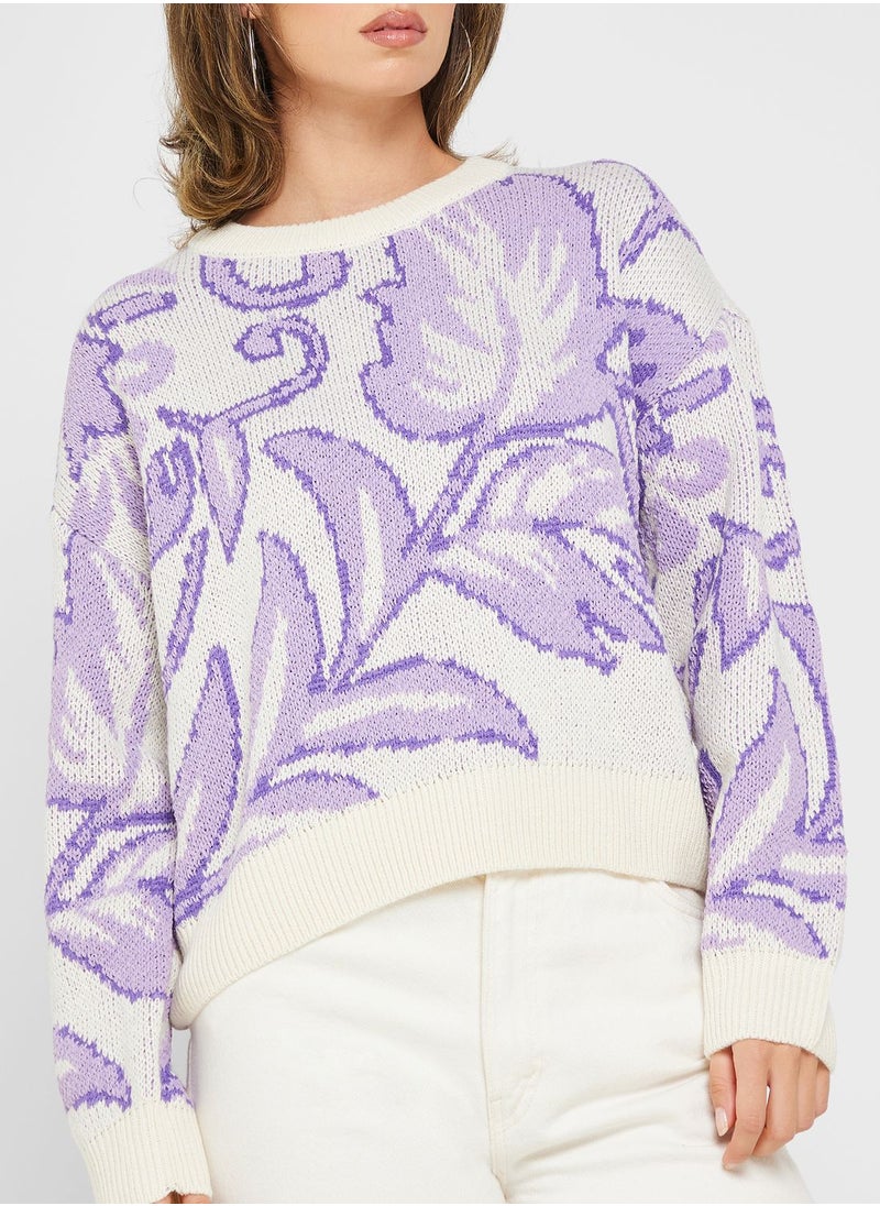 VERO MODA - Floral Print Knitted Sweater - Image 1
