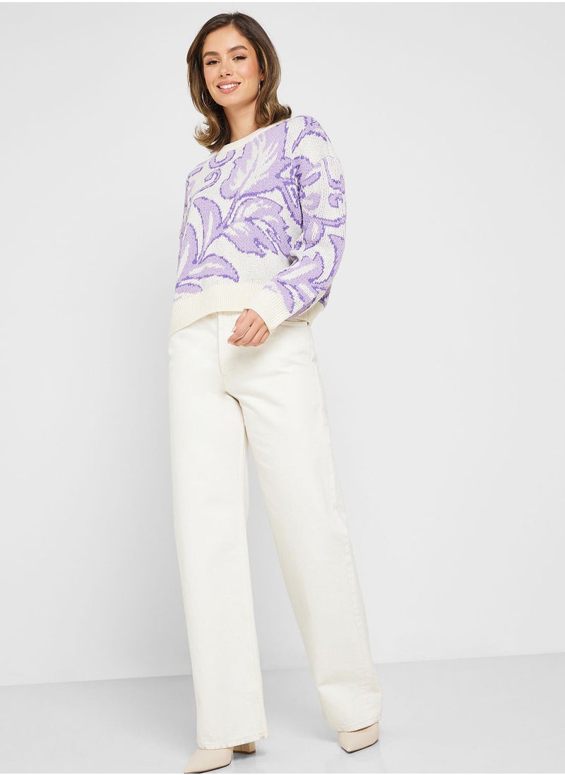 VERO MODA - Floral Print Knitted Sweater - Image 1